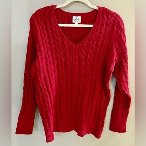 St. John’s Bay 1X Red V-neck Cable Knit Sweater
